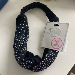 Justice Metallic Black Headwrap Headband One Size Girls